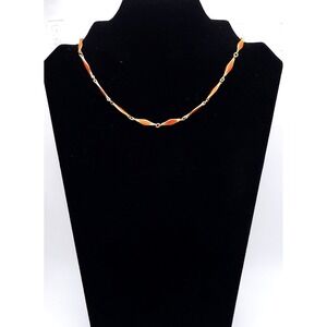 Vintage Orange Enamel Link Necklace